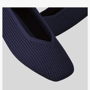 Vivaia Navy Blue Knit Flats Margot 2.0 Square Toe